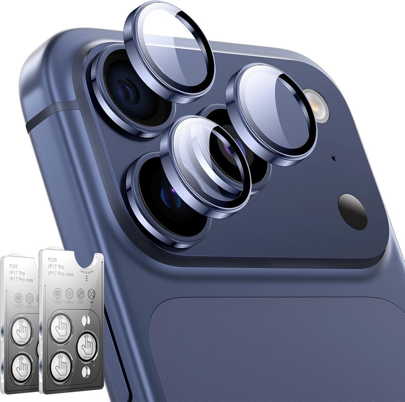 LK for iPhone 17 Pro/17 Pro Max Camera Lens Protector [Top 9H+ Military Grade Shatterproof] One-Click Installation, Ultra-Tough HD, Individual Lens Protectors Scratch-resistant, Deep Blue - Image 1